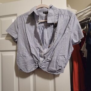 blue stripe crop top